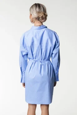 Jurken*Colourful Rebel Brienna Striped Blouse Dress | Blue