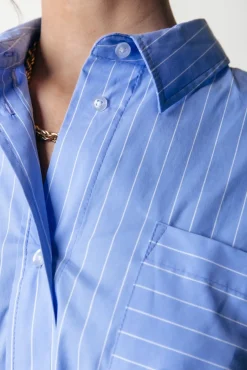 Jurken*Colourful Rebel Brienna Striped Blouse Dress | Blue