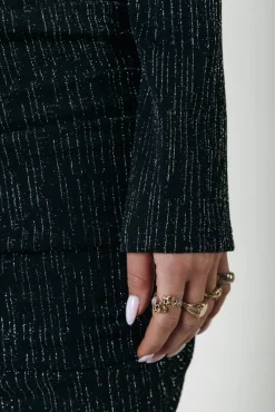 Jurken*Colourful Rebel Bryssa Lurex Dress | Metallic silver Metallicsilver