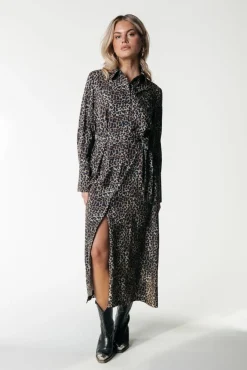 Jurken*Colourful Rebel Desiree Leopard Dress | Warm Brown Warmbrown