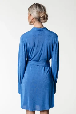 Jurken*Colourful Rebel Dorin Uni Wrap Dress | Vallarta Blue Vallartablue