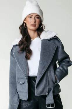 Jassen|Blazers*Colourful Rebel Elea Wool Biker Jacket | Medium grey melange Mediumgreymelange