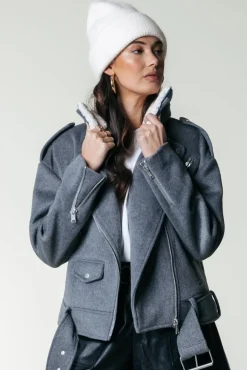 Jassen|Blazers*Colourful Rebel Elea Wool Biker Jacket | Medium grey melange Mediumgreymelange