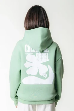 Hoodies*Colourful Rebel Flower Hoodie | Soft Green Softgreen
