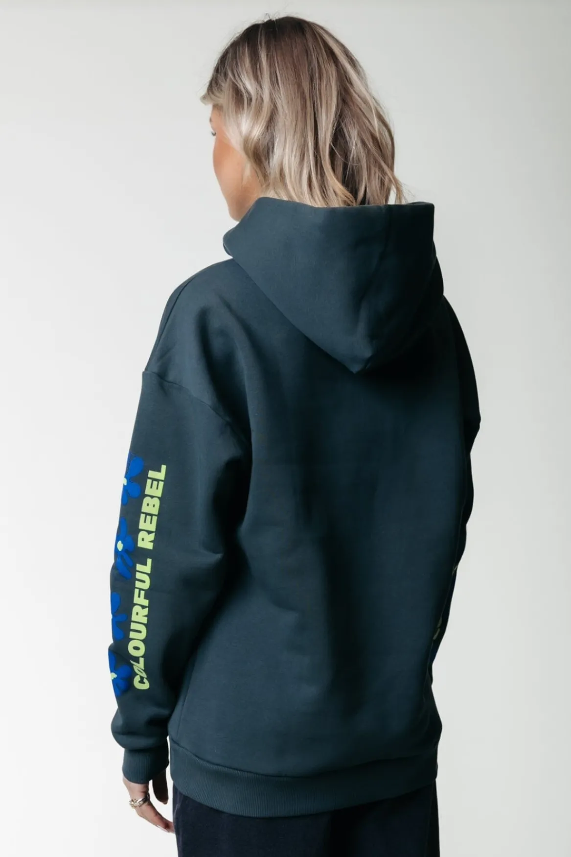 Hoodies*Colourful Rebel Flowers Sleeve Logo Hoodie | Green gables Greengables