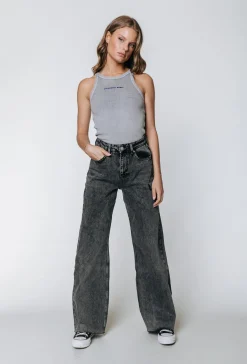 Broeken*Colourful Rebel Gaias High Rise Denim | Dark grey denim Darkgreydenim