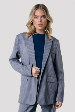 Blazers*Colourful Rebel Gemma Pinstripe Blazer | Dark grey Darkgrey