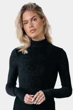 Tops*Colourful Rebel Jewel Structure Velvet Top | Black