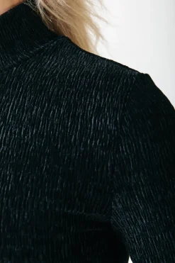 Tops*Colourful Rebel Jewel Structure Velvet Top | Black