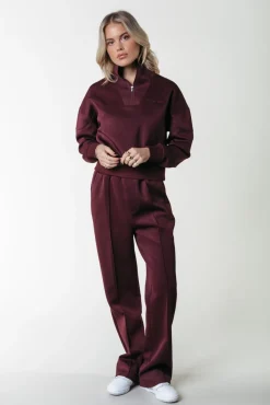 Broeken*Colourful Rebel Jiby Pintuck Pants | Port Red Portred