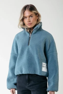 Truien*Colourful Rebel Jills Teddy Zip Sweat | Mineral blue Mineralblue