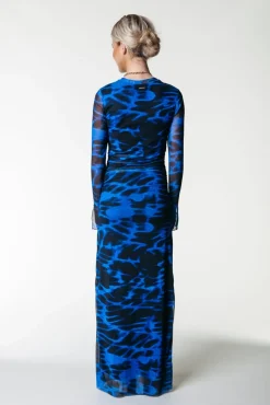 Jurken*Colourful Rebel Maude Animal Mesh Dress | Deep blue Deepblue