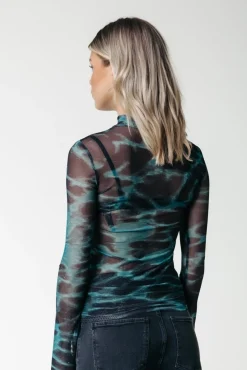 Tops*Colourful Rebel Neyo Animal Mesh Top | Storm green Stormgreen