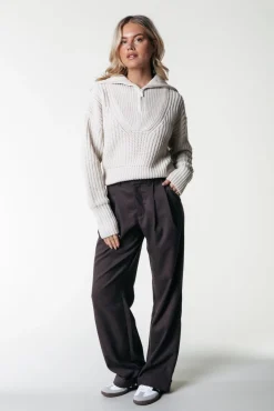 Broeken*Colourful Rebel Rus Straight Pants | Dark brown Darkbrown