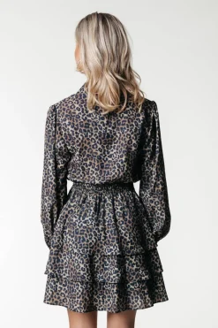 Jurken*Colourful Rebel Sacha Leopard Ruffle Dress | Warm Brown Warmbrown