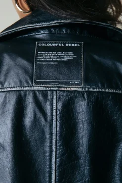 Jassen|Blazers*Colourful Rebel Sage Leather Biker Jacket | Black