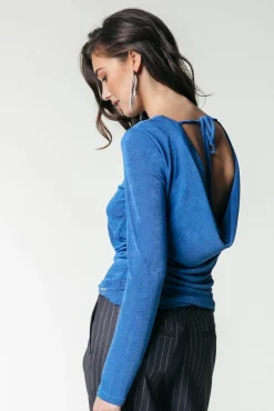 Tops*Colourful Rebel Savannah Waterfall Back Longsleeve | Vallarta Blue Vallartablue