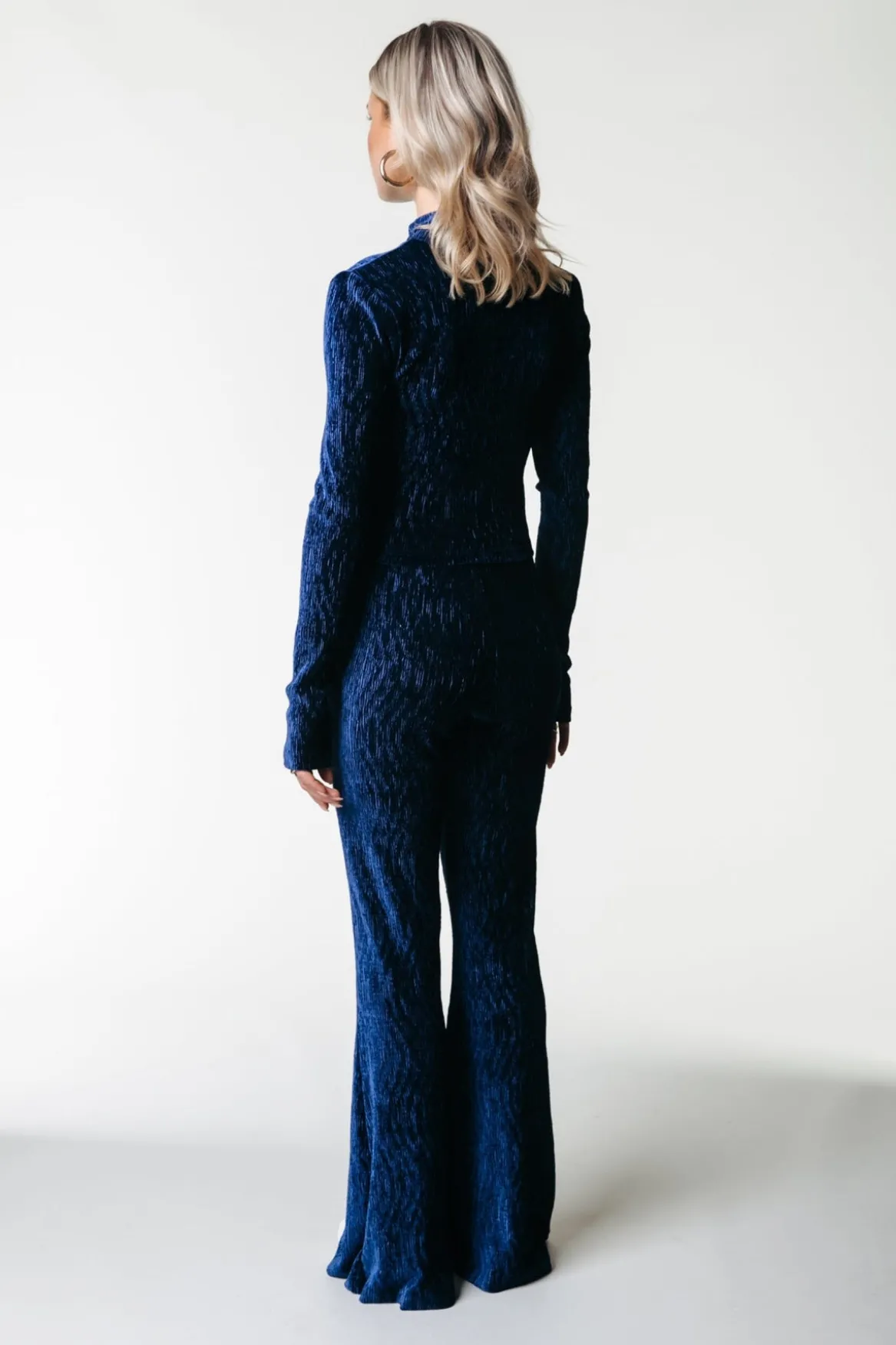 Broeken*Colourful Rebel Structure Velvet Flare | Peacoat Blue Peacoatblue