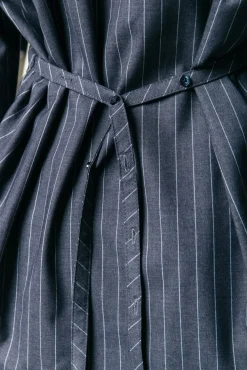 Blouses*Colourful Rebel Talia Pinstripe Blouse | Dark Anthracite Darkanthracite
