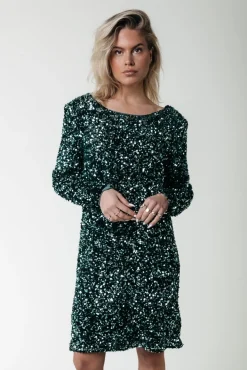 Jurken*Colourful Rebel Tina Sequins Dress | Scarab green Scarabgreen