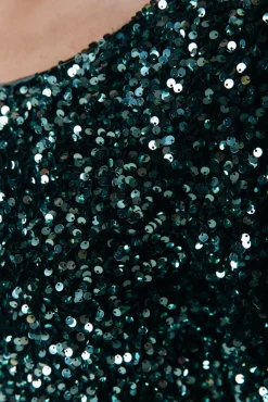 Jurken*Colourful Rebel Tina Sequins Dress | Scarab green Scarabgreen