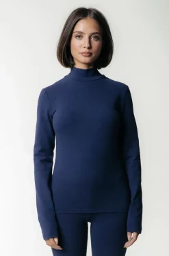 Tops*Colourful Rebel Uni Fitted Turtleneck Top | Peacoat Blue Peacoatblue