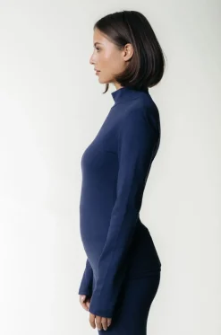 Tops*Colourful Rebel Uni Fitted Turtleneck Top | Peacoat Blue Peacoatblue
