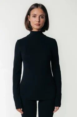 Tops*Colourful Rebel Uni Fitted Turtleneck Top | Black