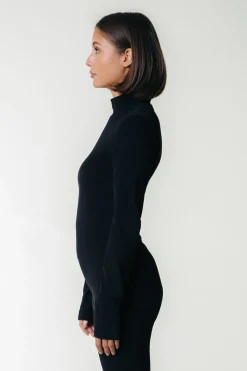 Tops*Colourful Rebel Uni Fitted Turtleneck Top | Black