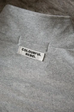 Tops*Colourful Rebel Uni Fitted Zip Top | Medium grey melange Mediumgreymelange