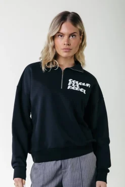 Truien*Colourful Rebel Uni Logo Zip Sweat | Black
