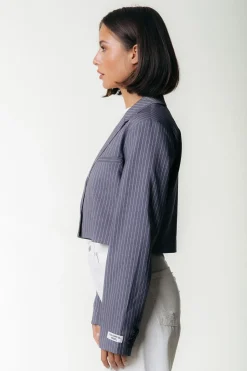Blazers*Colourful Rebel Winoah Stripe Cropped Blazer | Dark grey Darkgrey