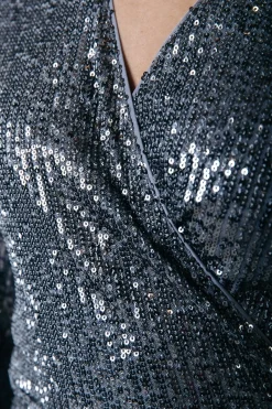 Jurken*Colourful Rebel Xita Sequins Dress | Silver grey Silvergrey