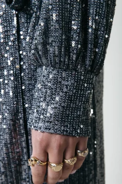 Jurken*Colourful Rebel Xita Sequins Dress | Silver grey Silvergrey